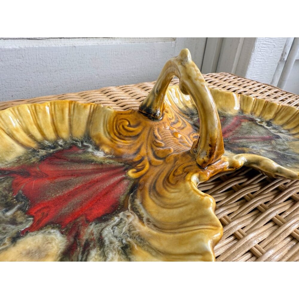 Vintage MCM Marcia California Pottery Double Serving Dish With Handle - Picture 3 of 9